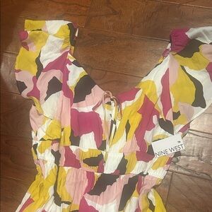 Nine West Pink and Yellow Maxi Dress